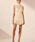 Shona Joy Victoria Sleeveless Ruched Mini Dress Cream - Dresses