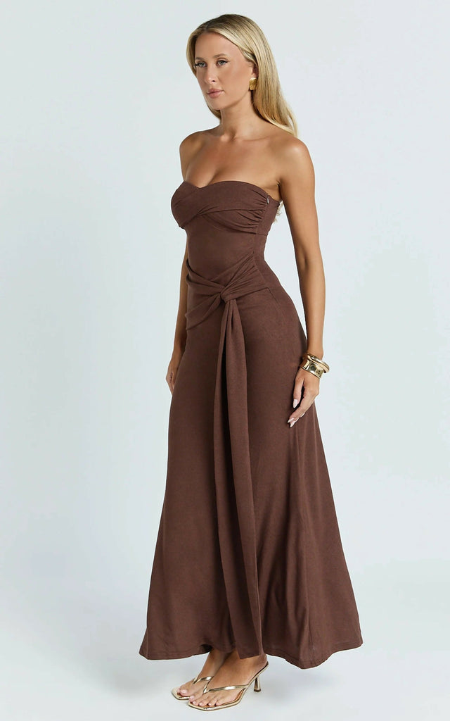 Showpo Aria Maxi - 12 / Brown - Dresses