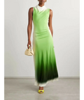Simkhai Aldina Ruched Ombre Stretch Jersey Turtleneck Maxi Dress Green Size S / AU 8 - 8 / Green - Dresses