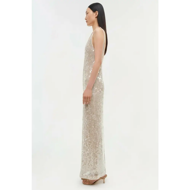 Simkhai Bex Sequin Tank Champagne Tulle Dress Size US 6 - 6 / White - Dresses