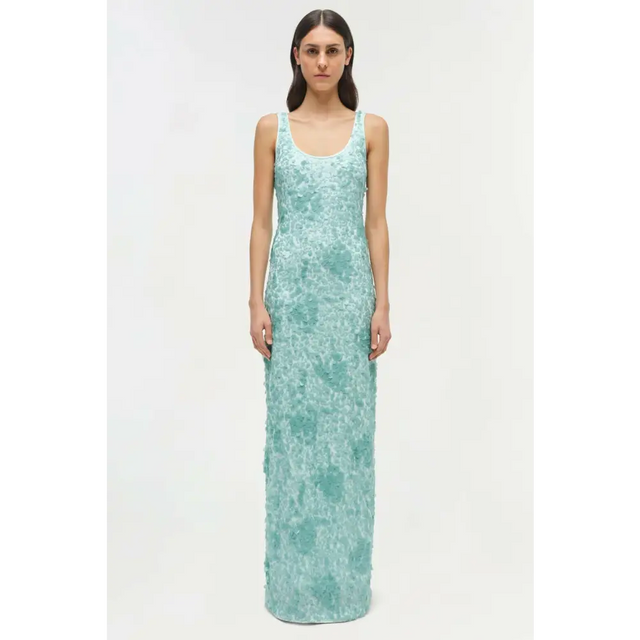 knee length dresses for ladies Simkhai Bex Sequined Gown Maxi Dress Green Size US 4