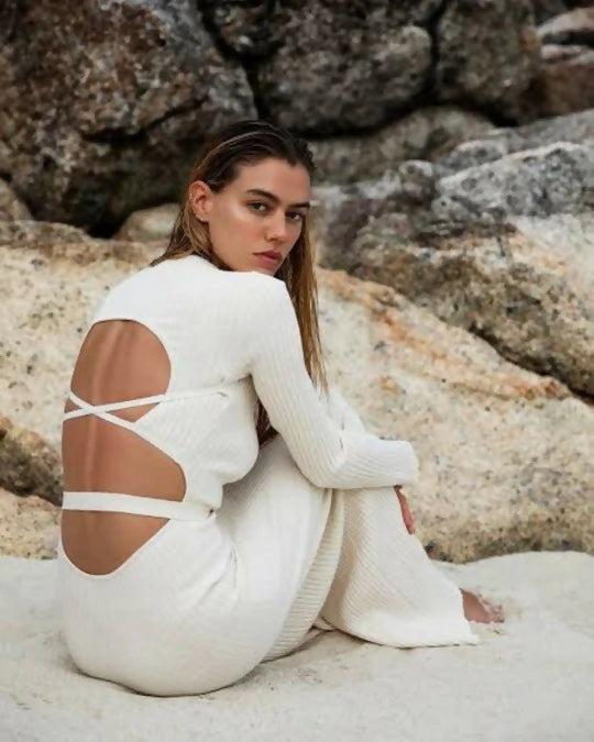 Sir Enes Cross Back Knit Dress - 6 / White - Dresses