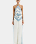 SIR Lilou Silk Scarf Top Size OSFA & Silk Pant Set Blue Size / AU 6-8 - Outfit Sets
