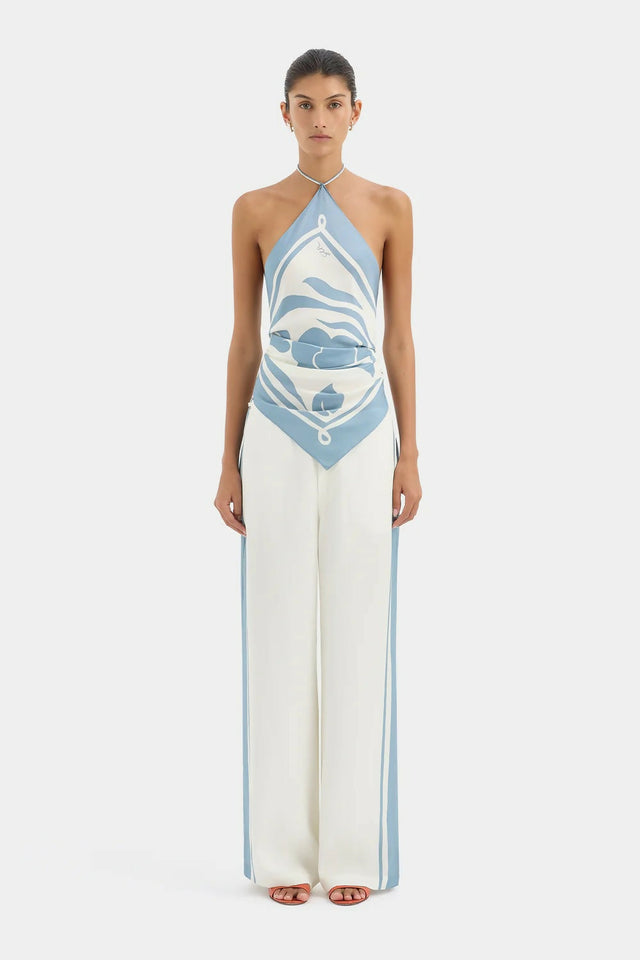 SIR Lilou Silk Scarf Top Size OSFA & Silk Pant Set Blue Size / AU 6-8 - Outfit Sets