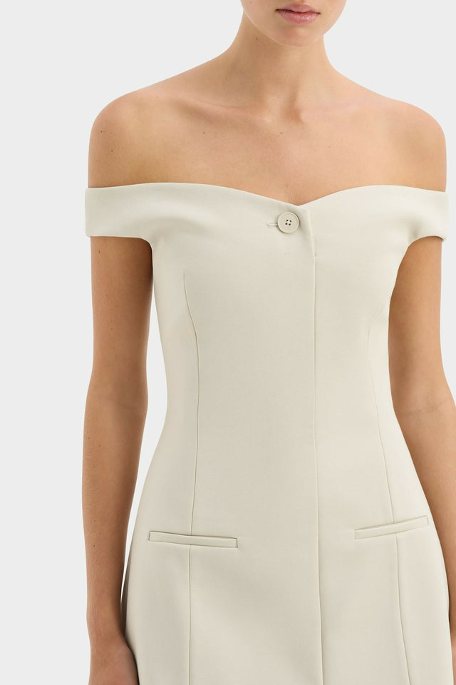 Sir Sandrine off Shoulder Mini Dress in Ecru Size 8 & 10 - Dresses