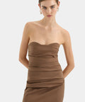 Sir The Label Alba Strapless Gown in Mocha - Dresses