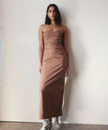 Sir The Label Alba Strapless Gown in Mocha - Dresses
