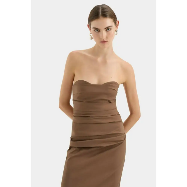 Sir The Label Alba Strapless Gown Maxi Dress Mocha Size 1 & 2 - Dresses