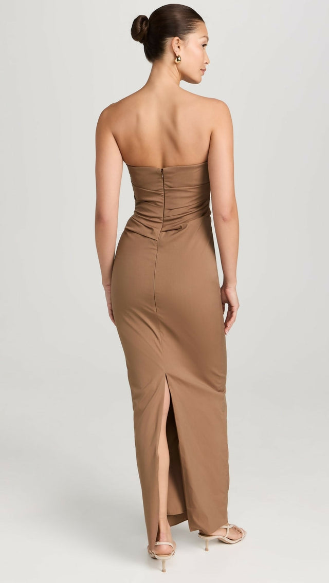 Sir The Label Alba Strapless Gown Mocha - 6 / Brown - Dresses