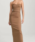 Sir The Label Alba Strapless Gown Mocha - 6 / Brown - Dresses