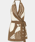 Sir The Label Almara Wrap Halter Mini Dress in Espresso Stripe - 10 / Multi - Dresses