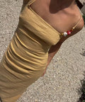 Sir The Label Antonia Beaded Midi Dress - 14 / Yellow - Dresses