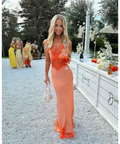 SIR the Label Aries Cut Out Gown - 6 / Peach - Dresses
