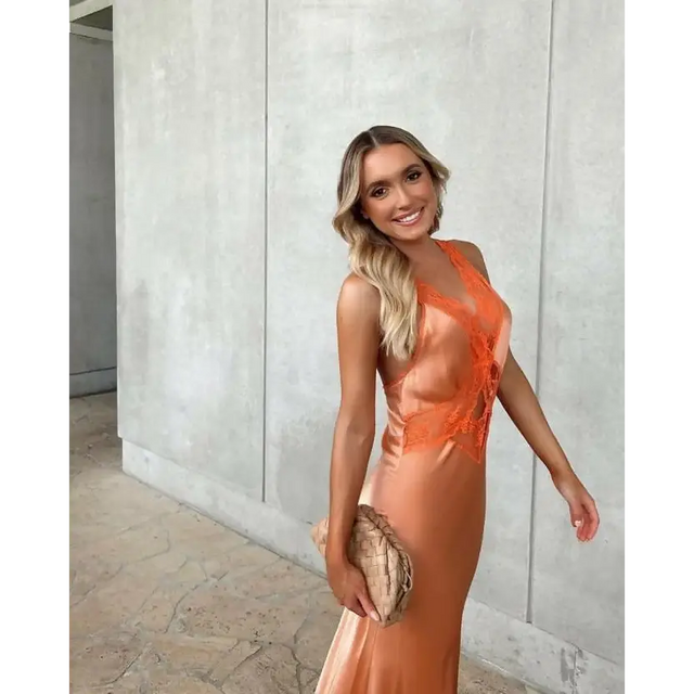 SIR the Label Aries Cut Out Gown - 6 / Peach - Dresses