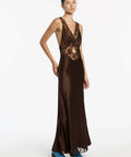 Sir The Label Aries Cut Out Gown in Chocolate - 10 / Chocolate - Dresses