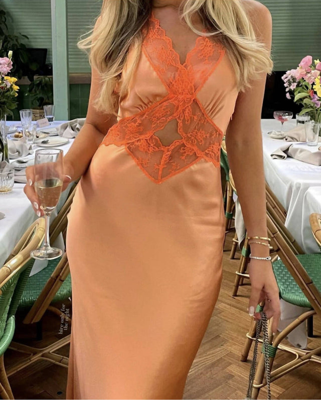 Sir The Label Aries Cut Out Gown in Peach - Dresses