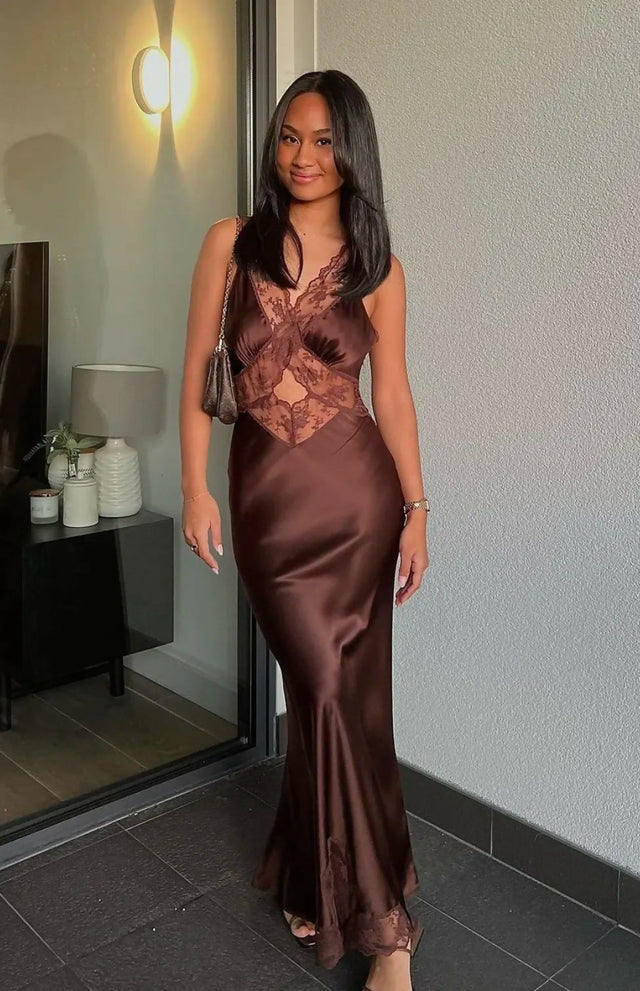 Sir the Label Aries Cutout Midi Brown - 4 / Brown - Dresses