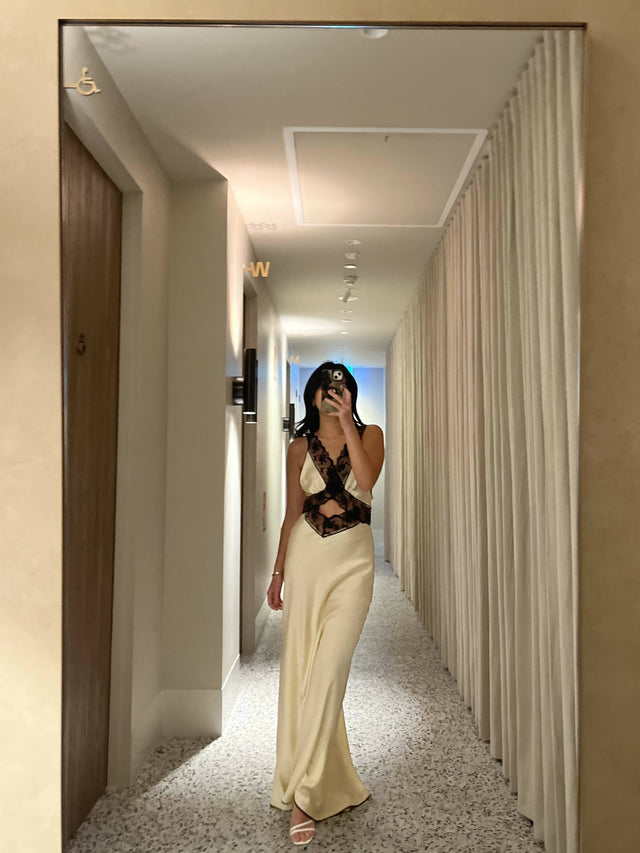 Sir The Label Aries Silk Cut Out Gown in Ivory - 6 / White - Dresses