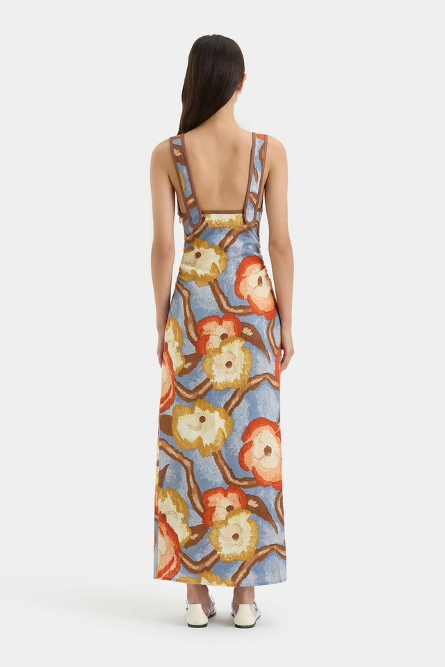 Sir The Label Avery V Neck Midi Dress Camellia Floral Print Size 6, 8
