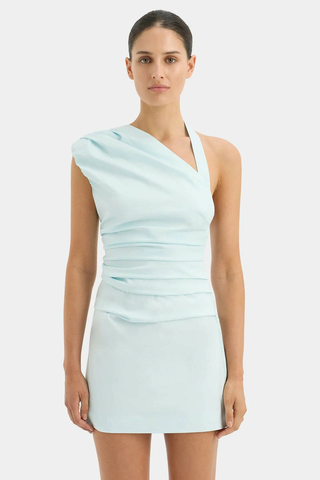 Sir the Label Azul Gathered Mini Dress - 4 / Blue - Dresses