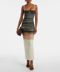 Sir The Label Breeze Striped Ruched Mesh Midi Dress Multi Size & 1 - Dresses
