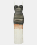Sir The Label Breeze Striped Ruched Mesh Midi Dress Multi Size & 1 - Dresses