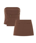 Sir The Label Bromley Bodice and Mini Skirt in Chocolate - Outfit Sets