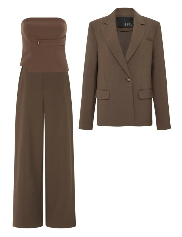 Sir The Label Bromley Tailored Blazer Bodice and Pant in Chocolate - Outfit Sets
