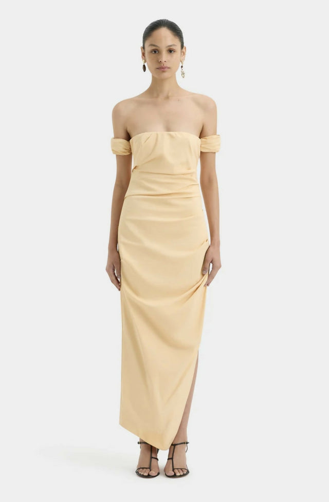 Sir The Label Carmen Draped Gown in Light Peach - Dresses