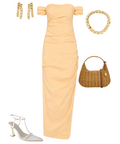 Sir The Label Carmen Draped Gown in Light Peach - Dresses