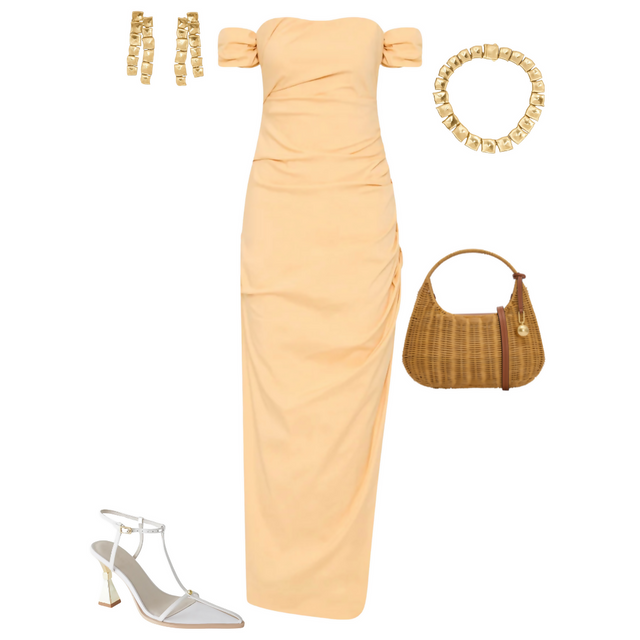 Sir The Label Carmen Draped Gown in Light Peach - Dresses