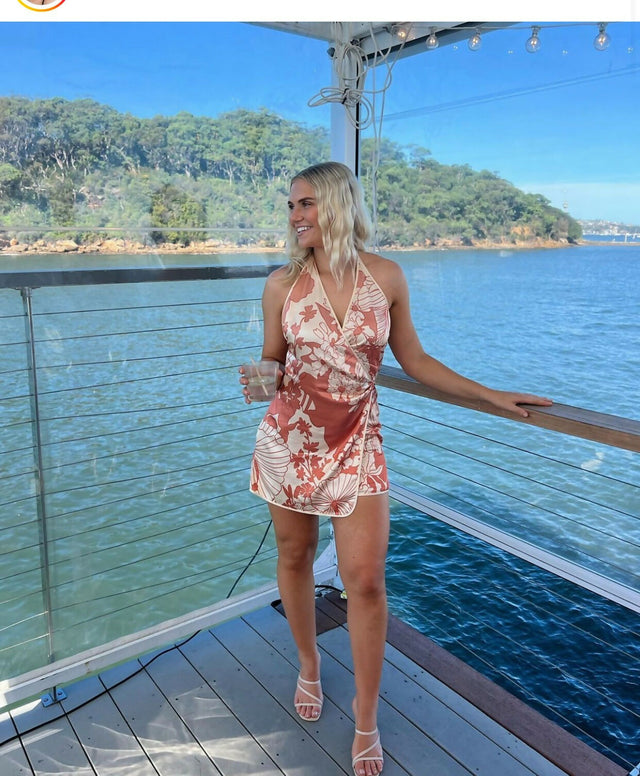 Sir The Label Como Twist Silk Mini Dress - 8 / Orange - Dresses