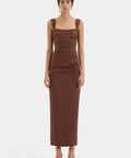Sir The Label Dahlia Balconette Gown Chocolate - 8 / Brown - Dresses