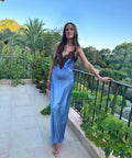 Sir The Label Danseurs Lace Slip Dress - 8 / Blue - Dresses