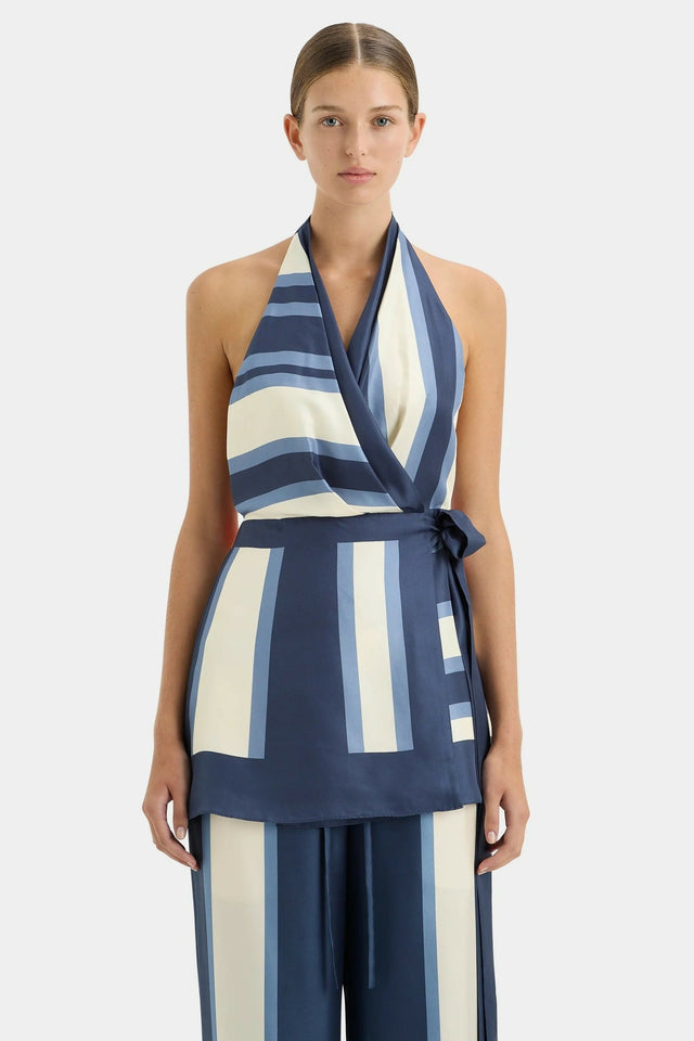 Sir The Label Dazed Wrap Halter Mini and Pant Set in Studio Print - Outfit Sets