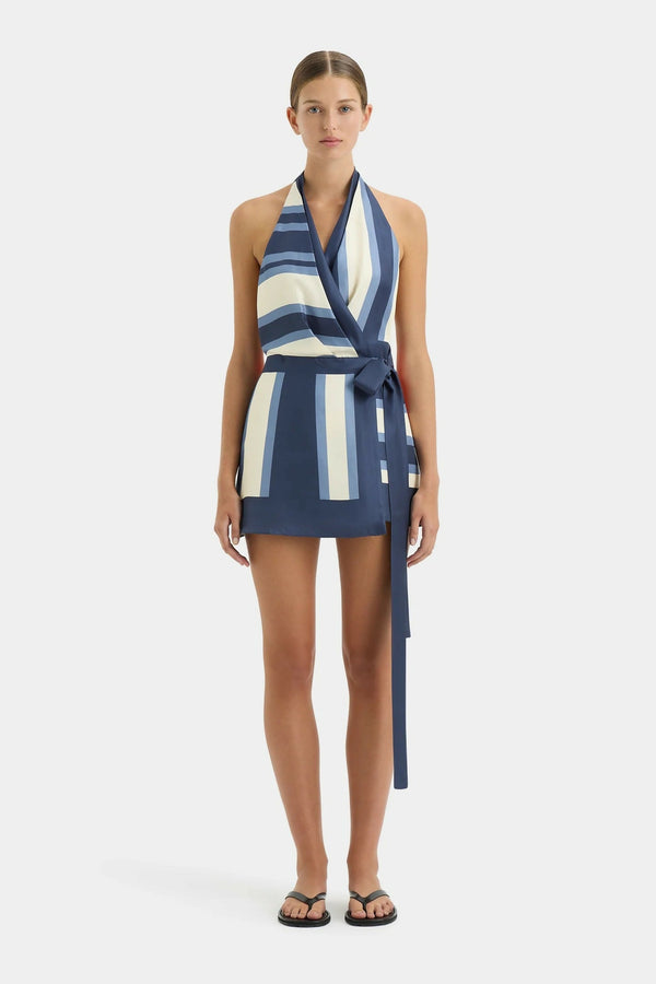 Sir The Label Dazed Wrap Halter Mini Dress Studio Print Size 6, 8 & 10