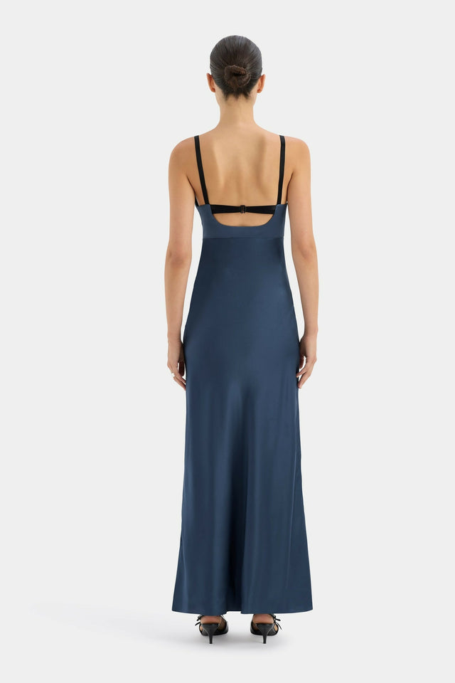 Sir The Label Depeche Balconette Gown In Dark Blue - Dresses