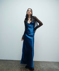 Sir The Label Depeche Balconette Gown In Dark Blue - Dresses