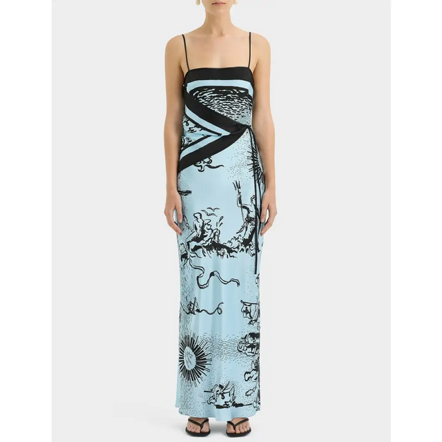 Sir The Label Dreamwood Scarf Midi Dress Brise Soleil