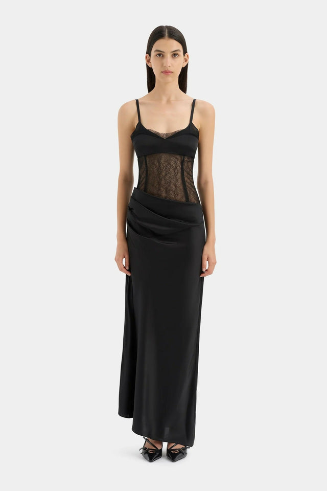 Sir The Label Dunya Draped Gown - 8 / Black - Dresses