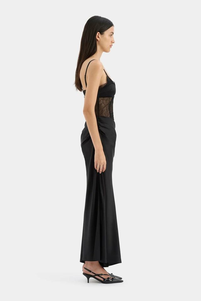 Sir The Label Dunya Draped Gown - 8 / Black - Dresses