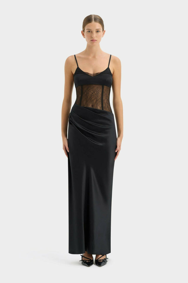 Sir The Label Dunya Draped Gown In Black - Dresses