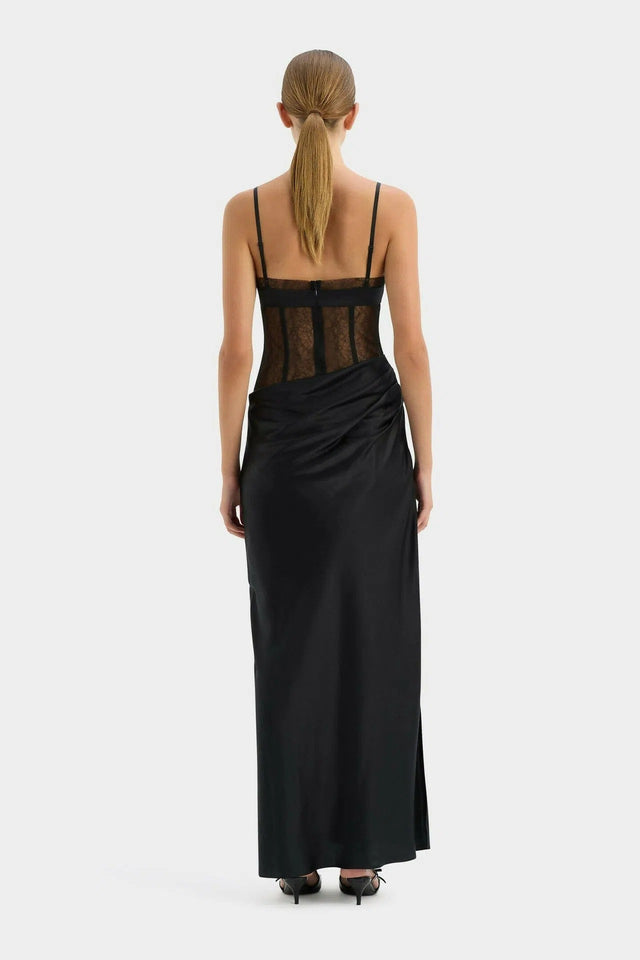 Sir the Label Dunya Draped Gown in Black Size 0/ AU 6 - 6 / Black - Dresses