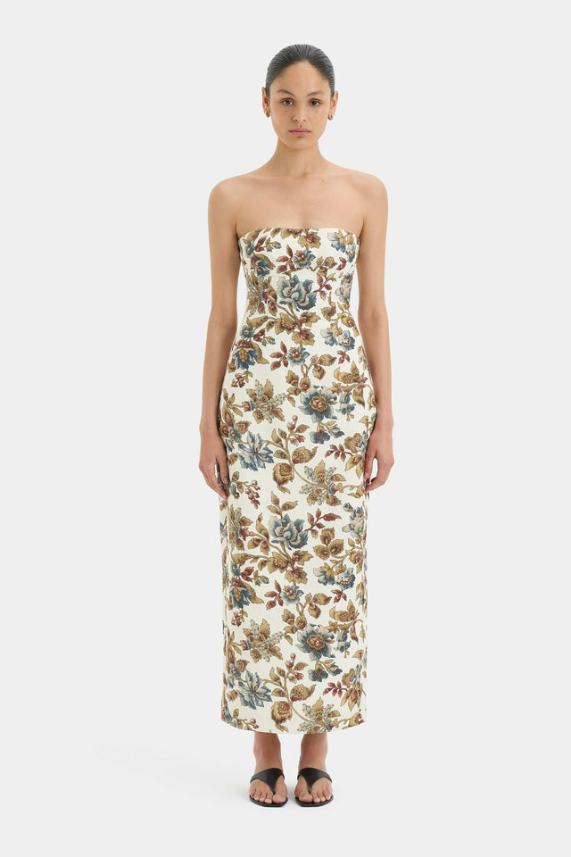 Sir The Label Eleanora Column Midi Dress in Viola Print - Dresses