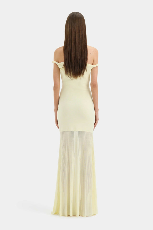 Sir The Label Elia Off Shoulder Twist Dress Lemon Sorbet - 6 / Yellow - Dresses