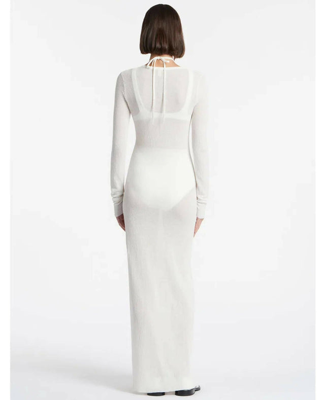 Sir The Label Emmeline Halter Long Sleeve Dress - 6 / White - Dresses