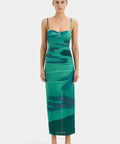 Sir The Label Frankie Gathered Midi Dress in Emerald - 4 / Multi - Dresses