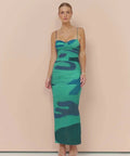 Sir The Label Frankie Gathered Midi Dress in Emerald - 4 / Multi - Dresses