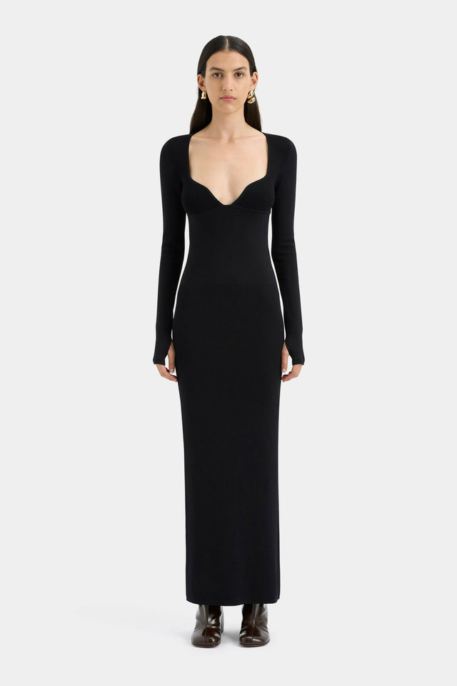 Sir The Label Helena Long Sleeve Midi Dress In Black - 8 / Black - Dresses