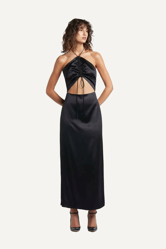 Sir The Label Houdini Silk Midi Dress - 10 / Black - Dresses